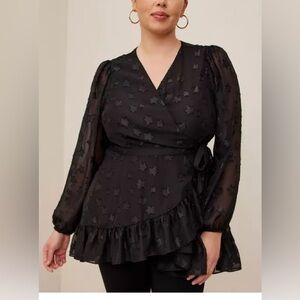 Torrid‎ Lurex Star Surplice Ruffle Hem Top